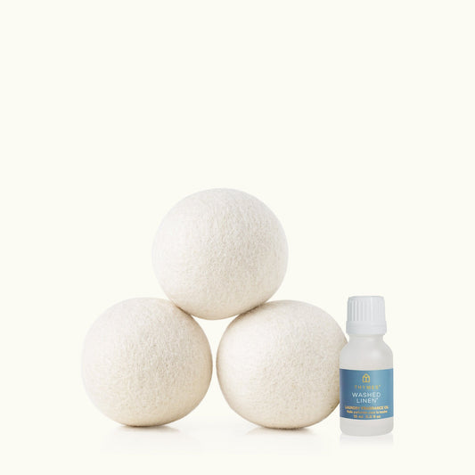 Washed Linen Wool Dryer Balls & Laundry Fragrance Oil Set